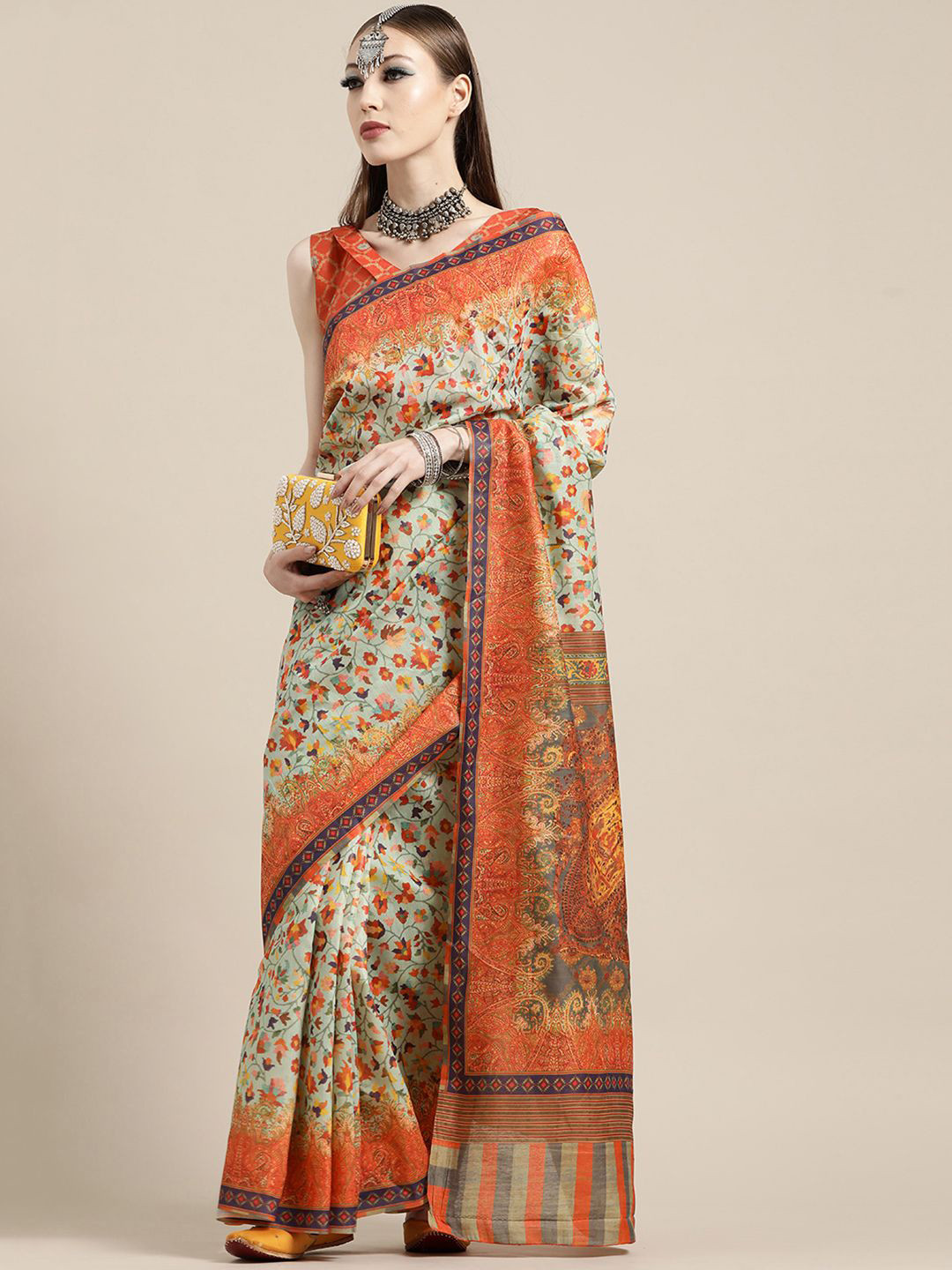 Saree mall Floral Printed Pochampally Sarees