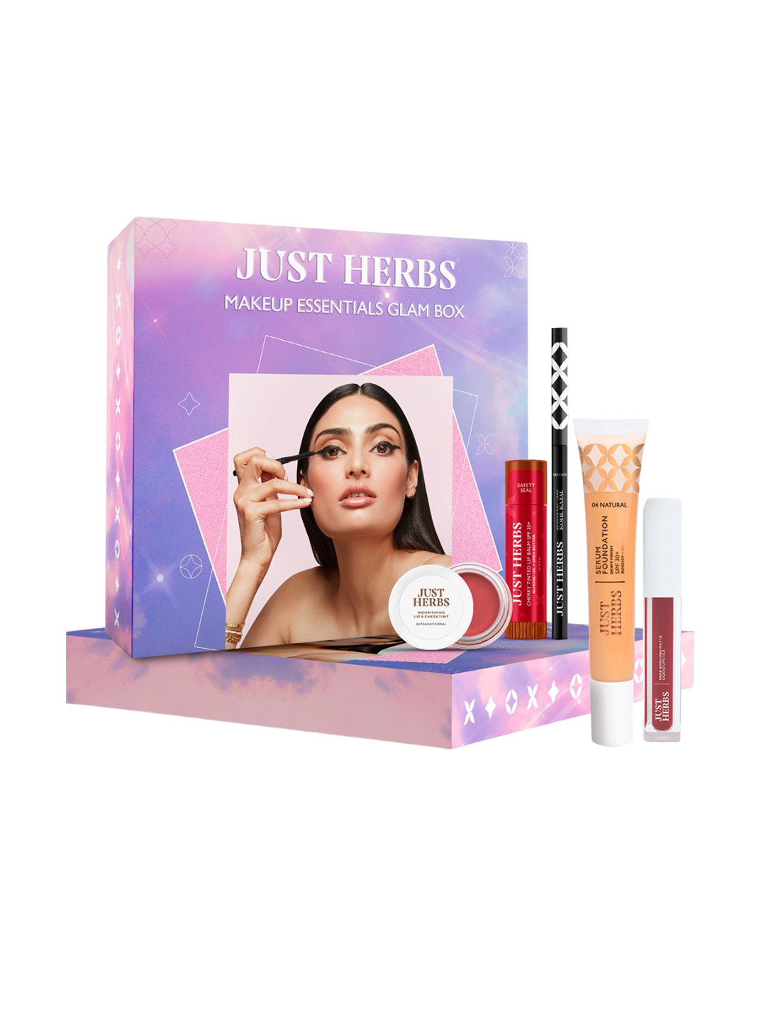 Just Herbs Set Of 5 Foundation, Lip Balm, Lip & Cheek Tint, Lipstick, Foundation & Kajal