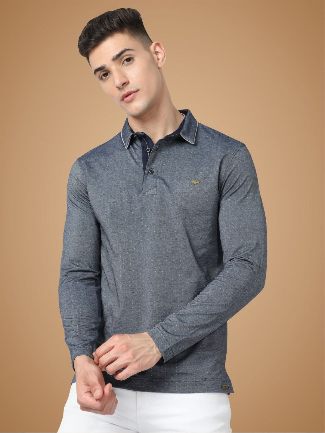 STELLERS Men Long Sleeve Wrinkle Free Quick Dry Polo Collar T-Shirt