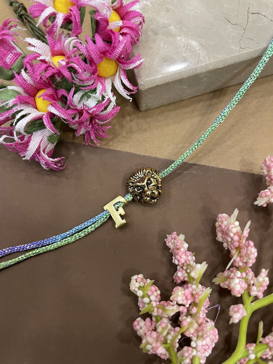 Digital Dress Room F Letter Lion Charm Thread Rakhi