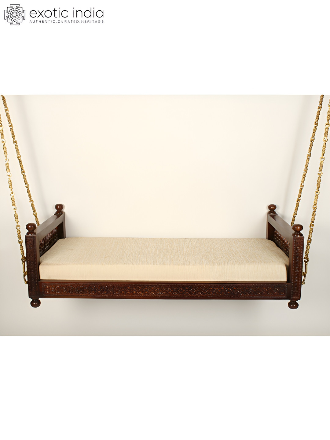 Exotic India Swing Brown Brass Metallic Living Room Large Showpiece - 18 Inches