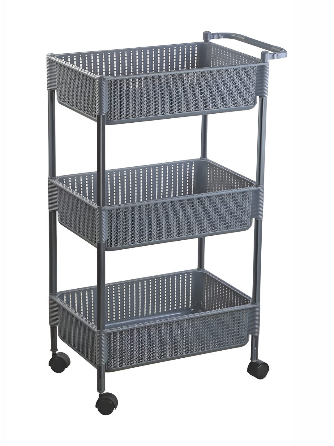 Nayasa Grey Kitchen Trolley Basket with Wheels