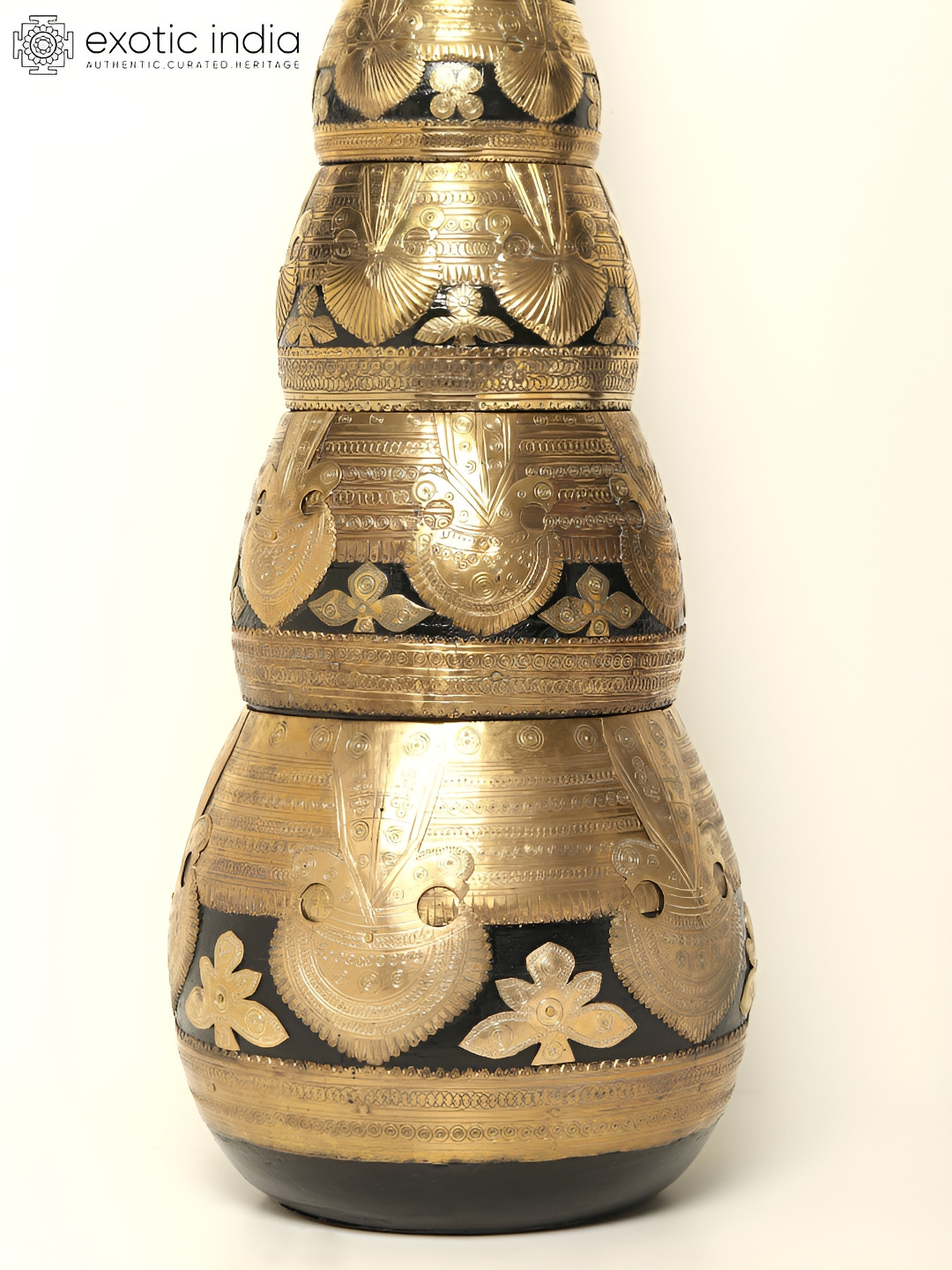 Exotic India Sherpai Suri Bowls Gold Brass Metallic Prayer Room Set of 9 Extra Large Showpieces - 1.8 Inches