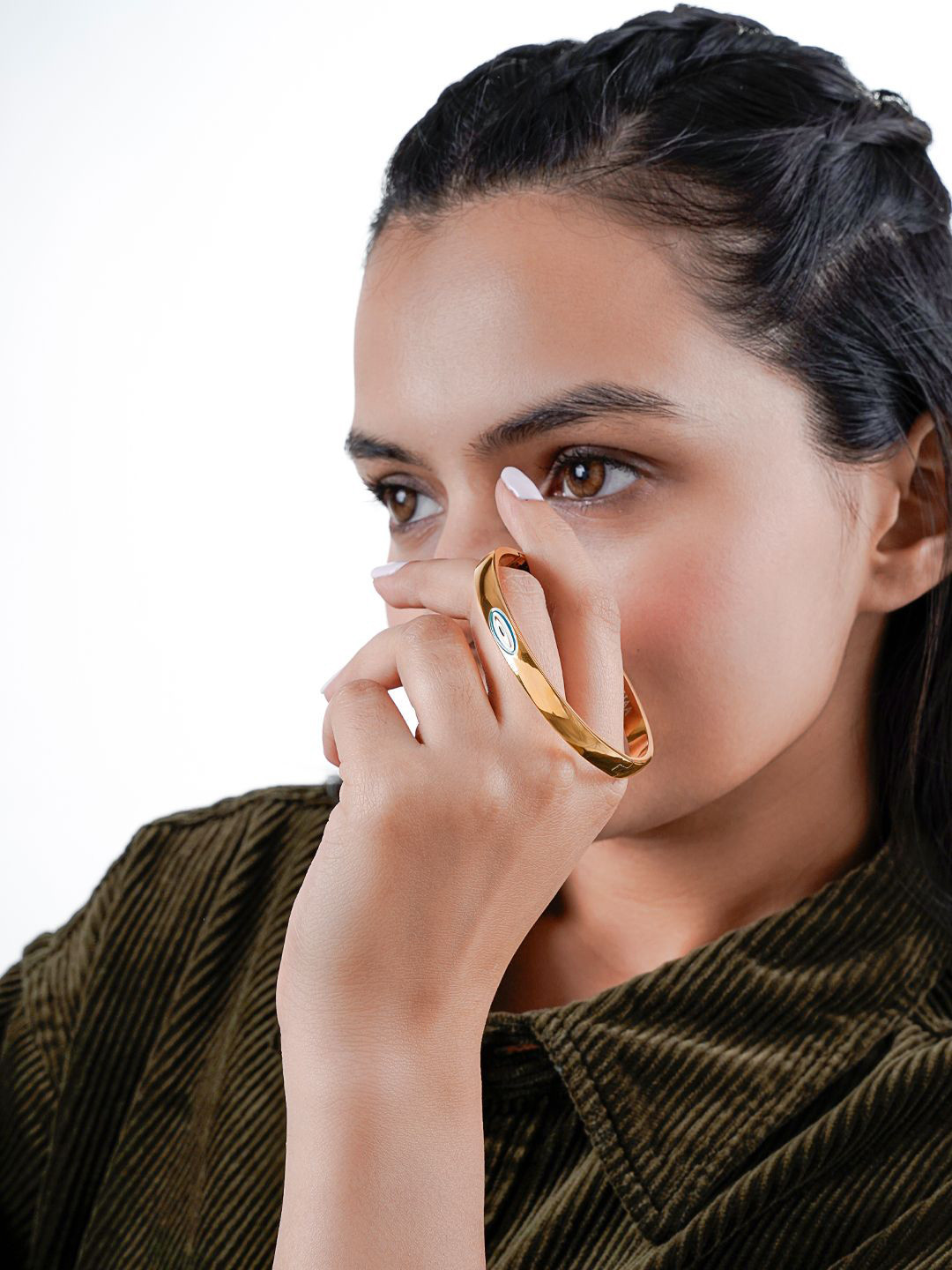 SWASHAA Timmy Eye Gold Plated Kada Bracelet