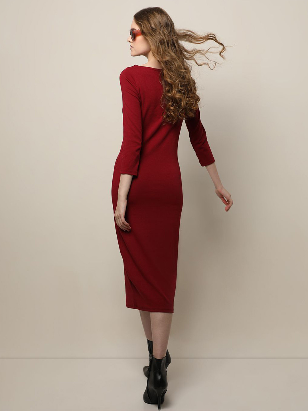 Vero Moda Solid Sheath Midi Dress