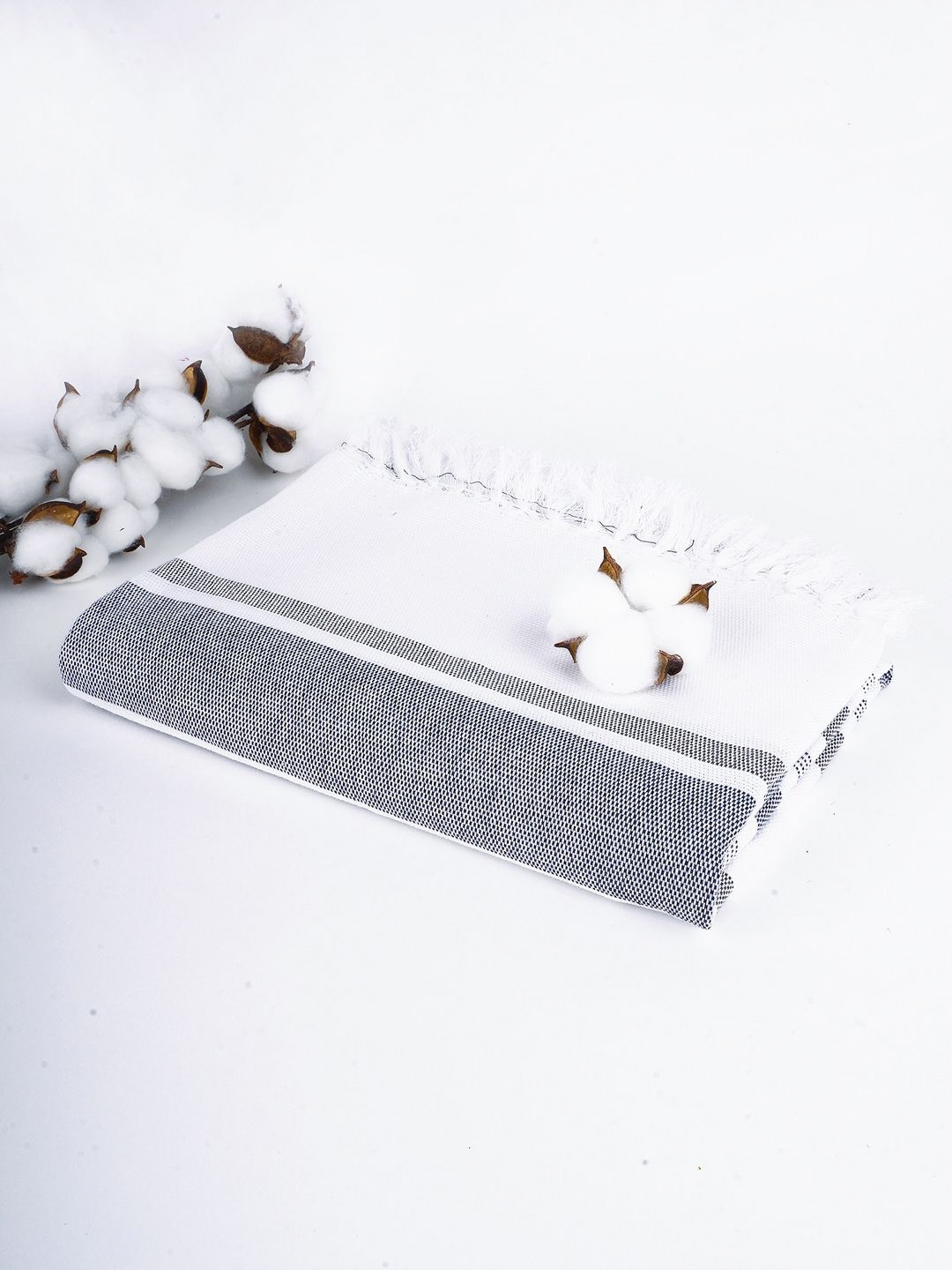 Thirsty Towel Blue & White Striped Pure Cotton 225 GSM Bath Towel