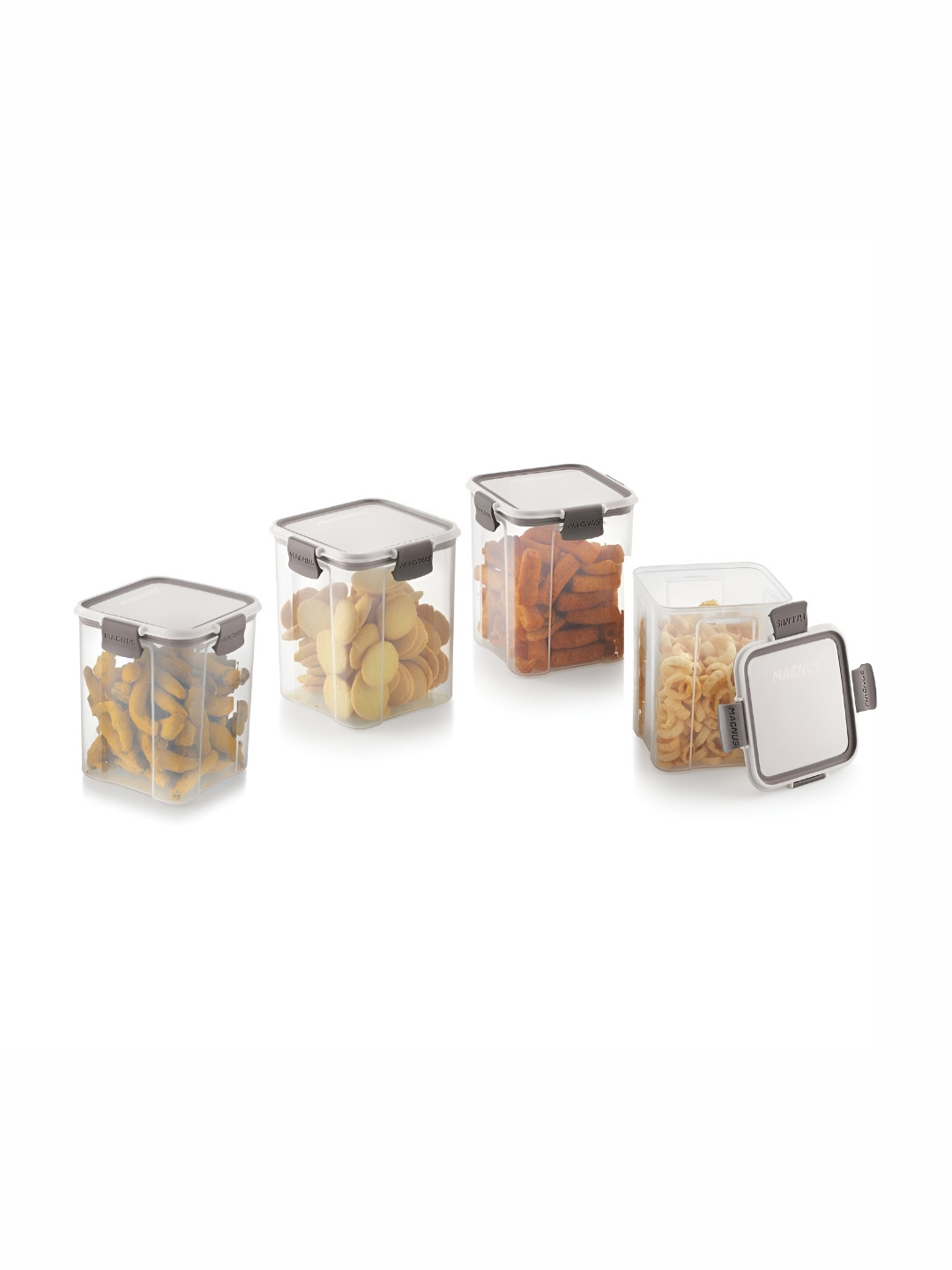 Magnus Grey Plastic Air Tight 4 Piece Latch Canister-950ml