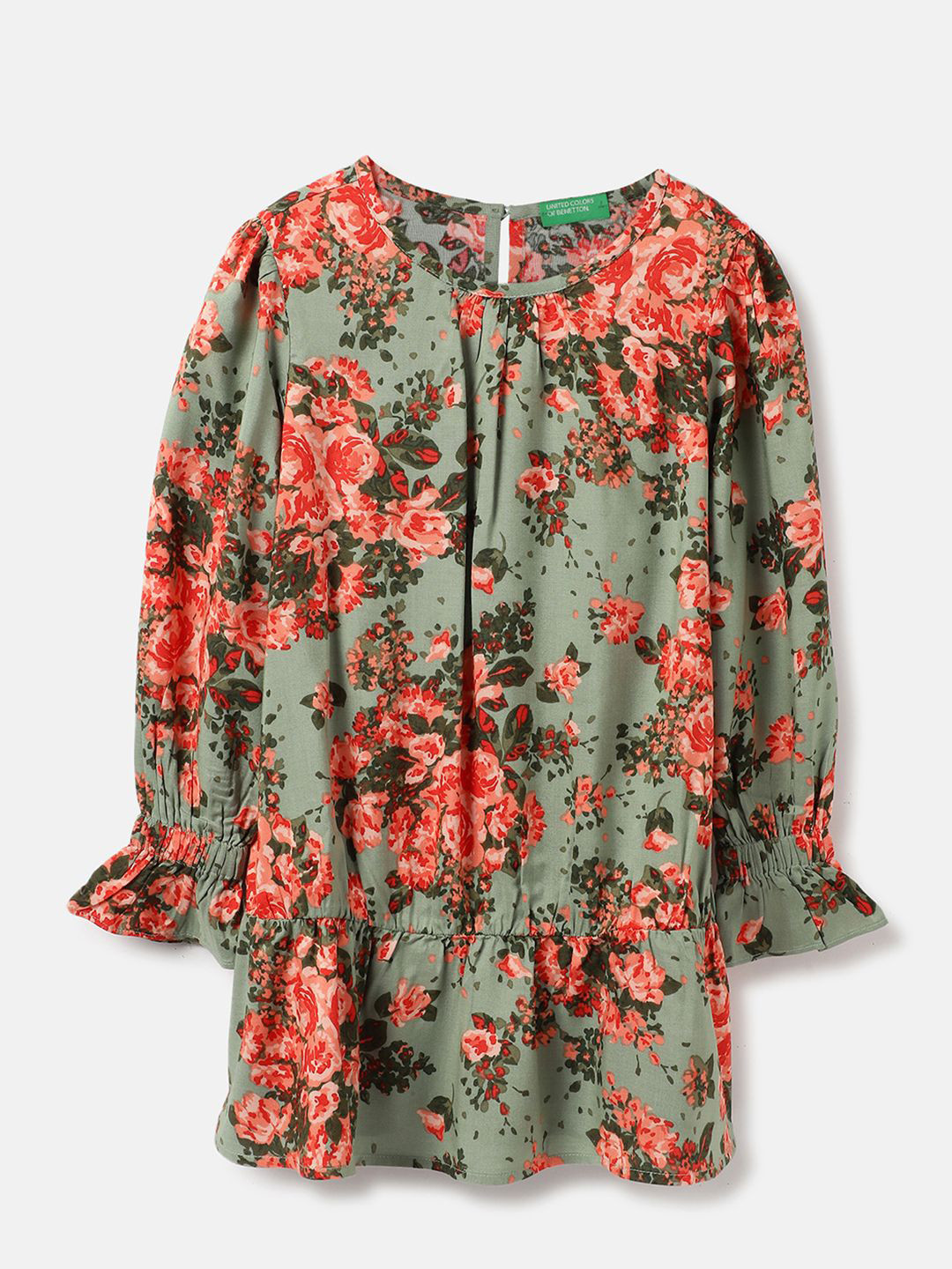 United Colors of Benetton Girls Bell Sleeve Floral Dress