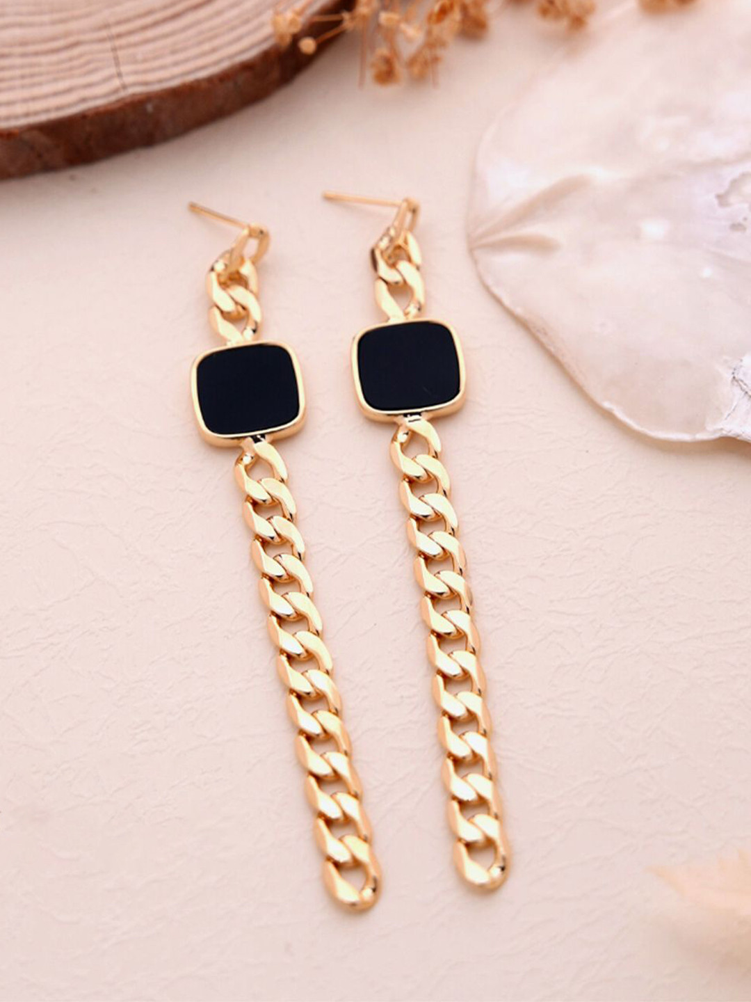 SWASHAA Nichole Chain 18K Gold Plated Stainless Steel Contemporary Drop Earrings