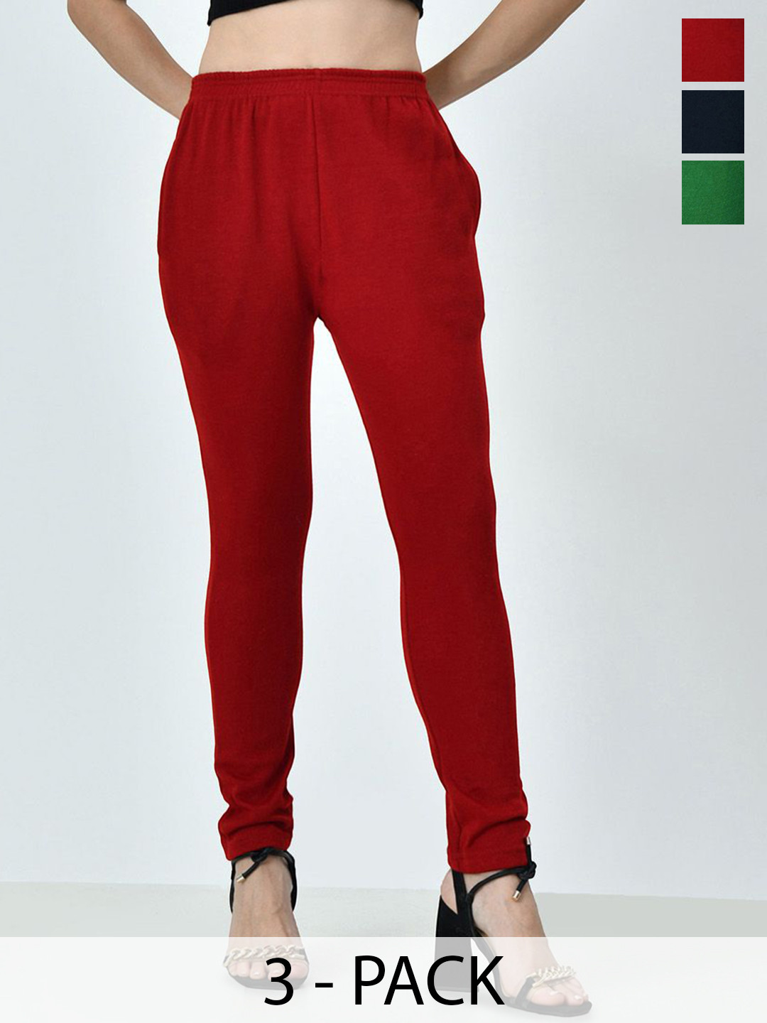 BAESD Pack Of 3 Wool Ankle-Length Leggings