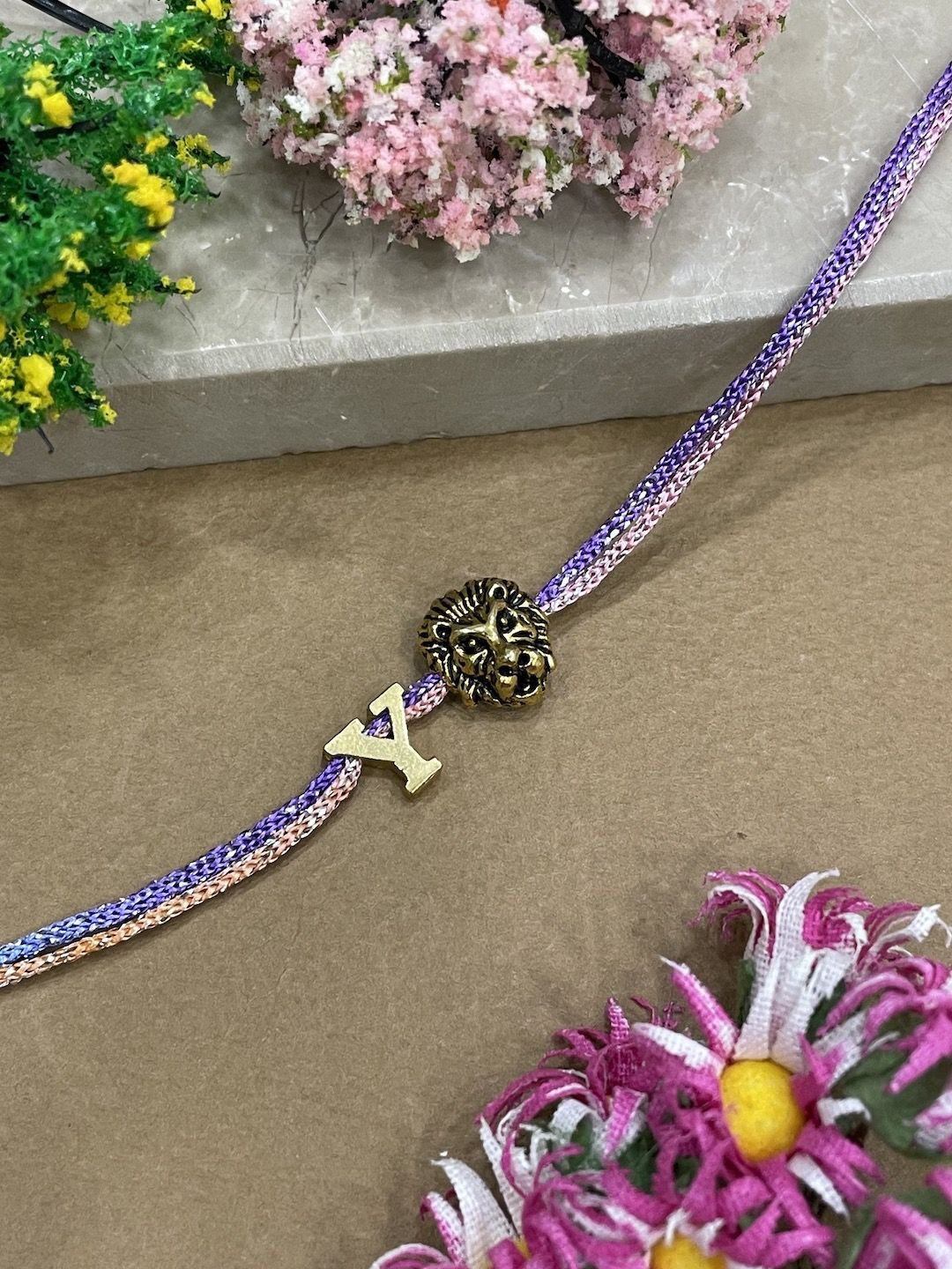 Digital Dress Room Y Letter Lion Charm Thread Rakhi