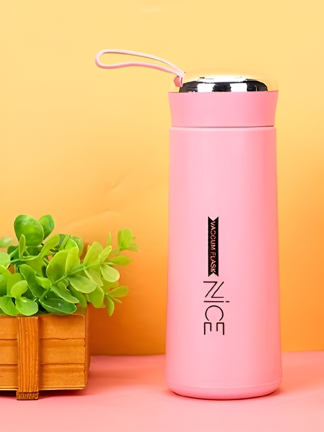 WELOUR Pink Brand Logo Printed Glass Water Bottle 400 ml