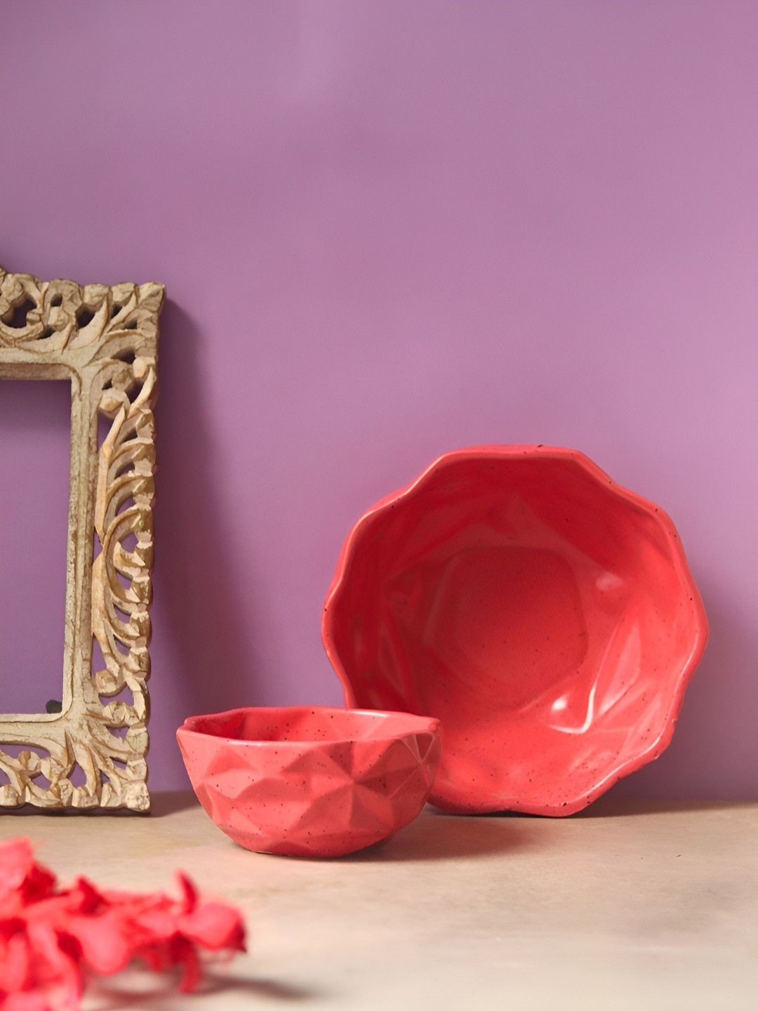 WEAVING HOMES Red 2 Pieces Diamond Shaped Breakfast Bowl