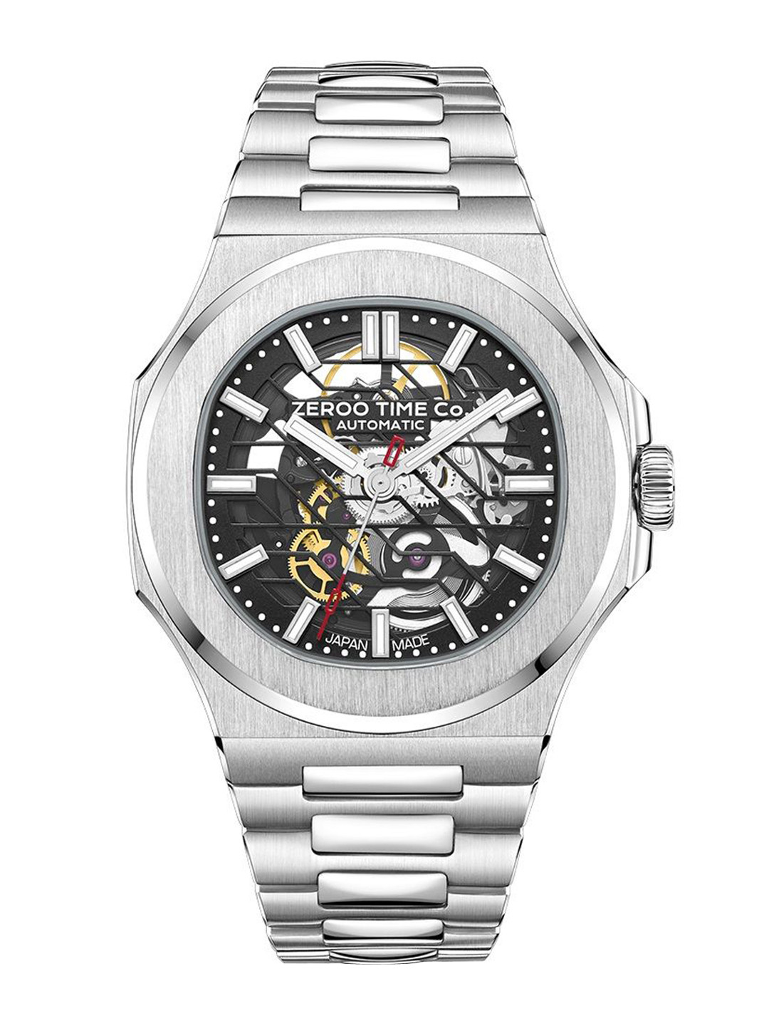 ZEROO Unisex Dial & Bracelet Style Straps Analogue Automatic Watch ZM003SSBK