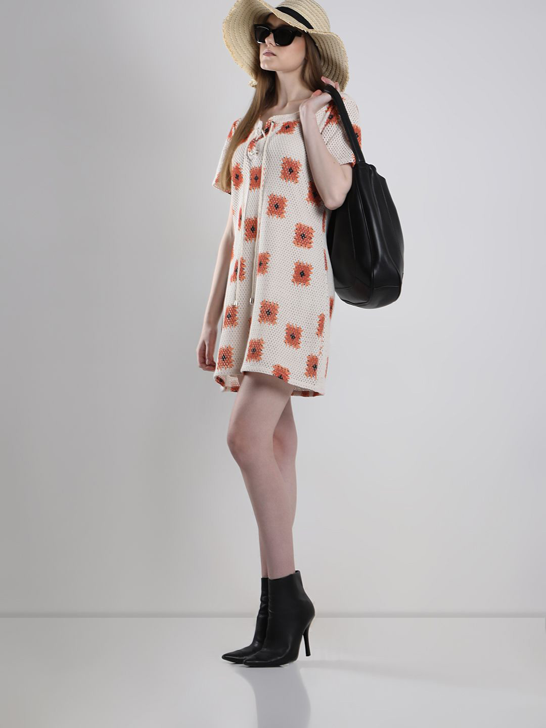 Vero Moda Women Printed Flared Sleeve Net A-Line Dress