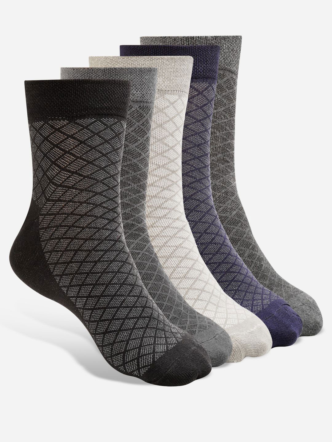 Texlon Men Pack Of 5 Self Design Ankle-Length Socks