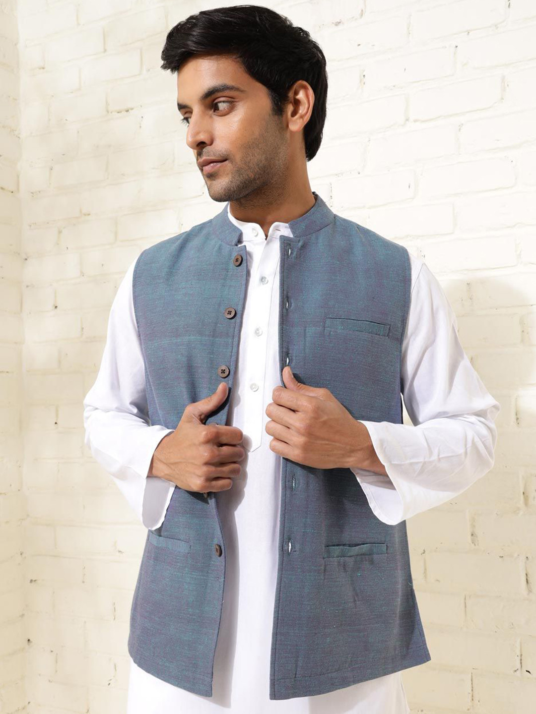 Fabindia Woven Nehru Jacket