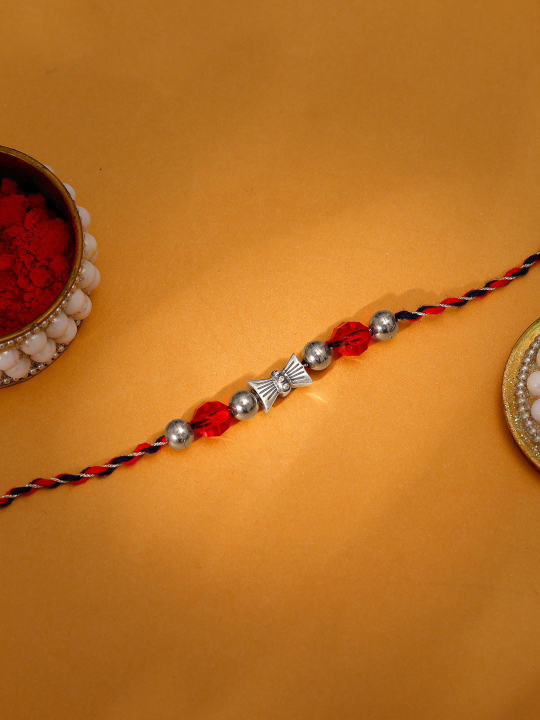 GIVA 925 Silver Damroo Beaded Thread Rakhi