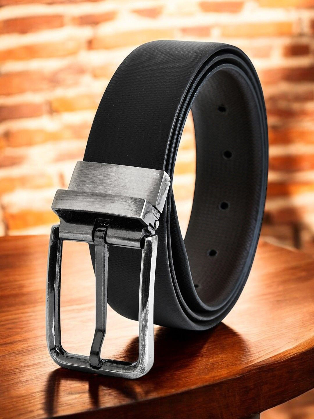 CRUSSET Men Tang Closure Textured Reversible Formal Belt