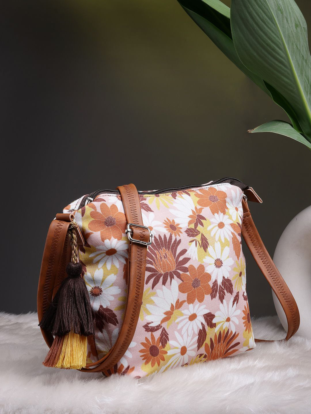 Anekaant Floral Printed Structured Sling Bag