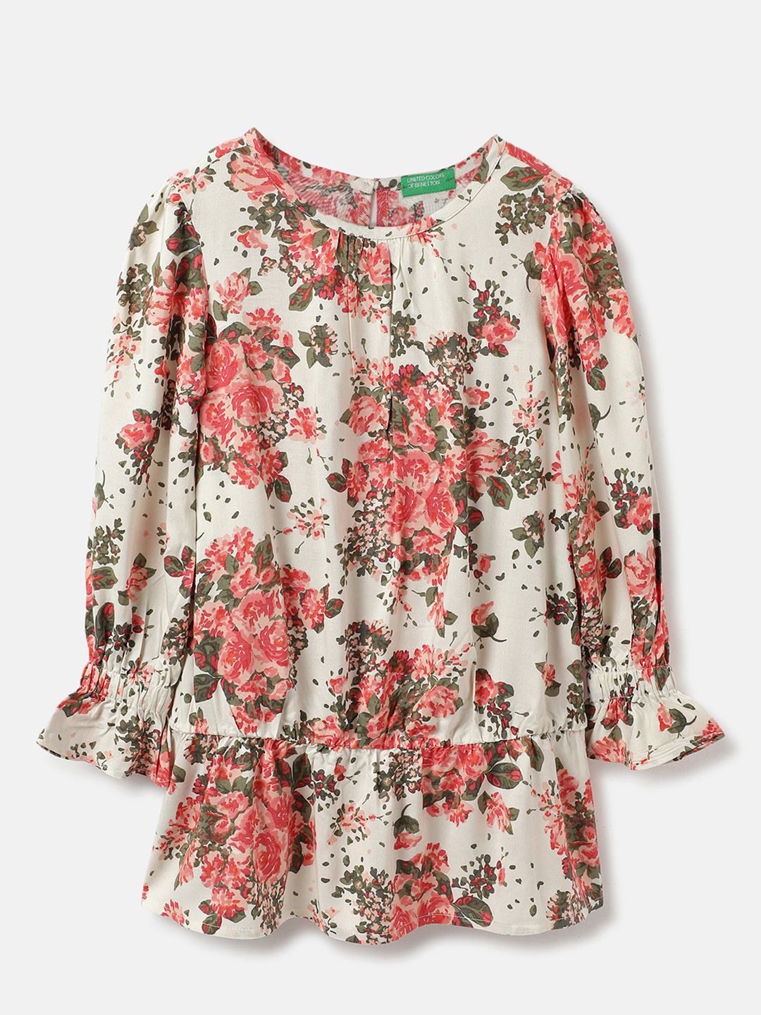 United Colors of Benetton Girls Bell Sleeve Floral Dress