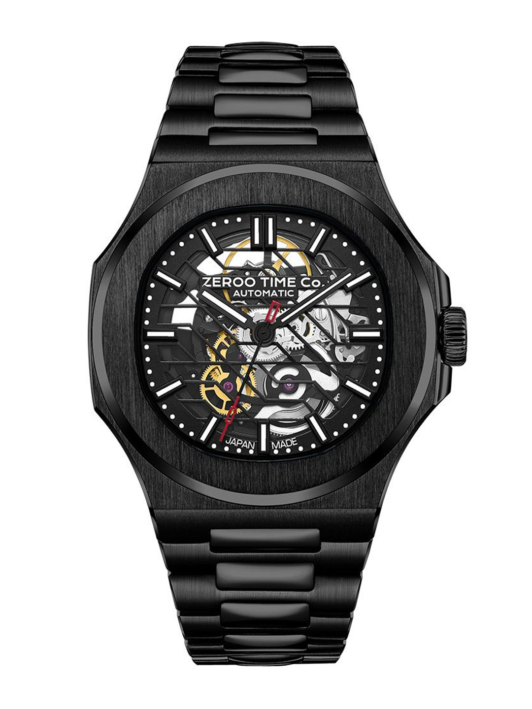 ZEROO Unisex Printed Dial & Stainless Steel Straps Analogue Automatic Watch ZM003SBBK