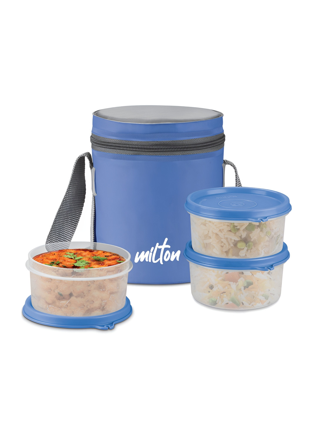 Milton Softline Foodie Blue 3 Pieces Insulated Unbreakable Lunch Box With Bag