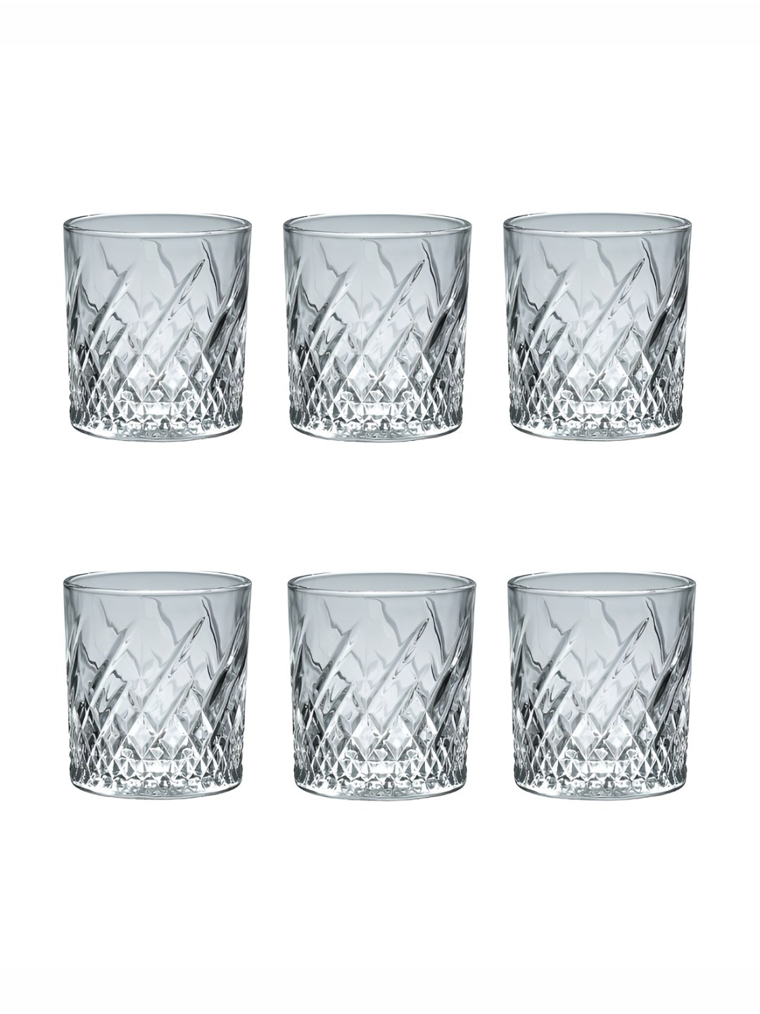 ceradeco Transparent 6 Pieces Textured Bar Glasses 265 ml Each