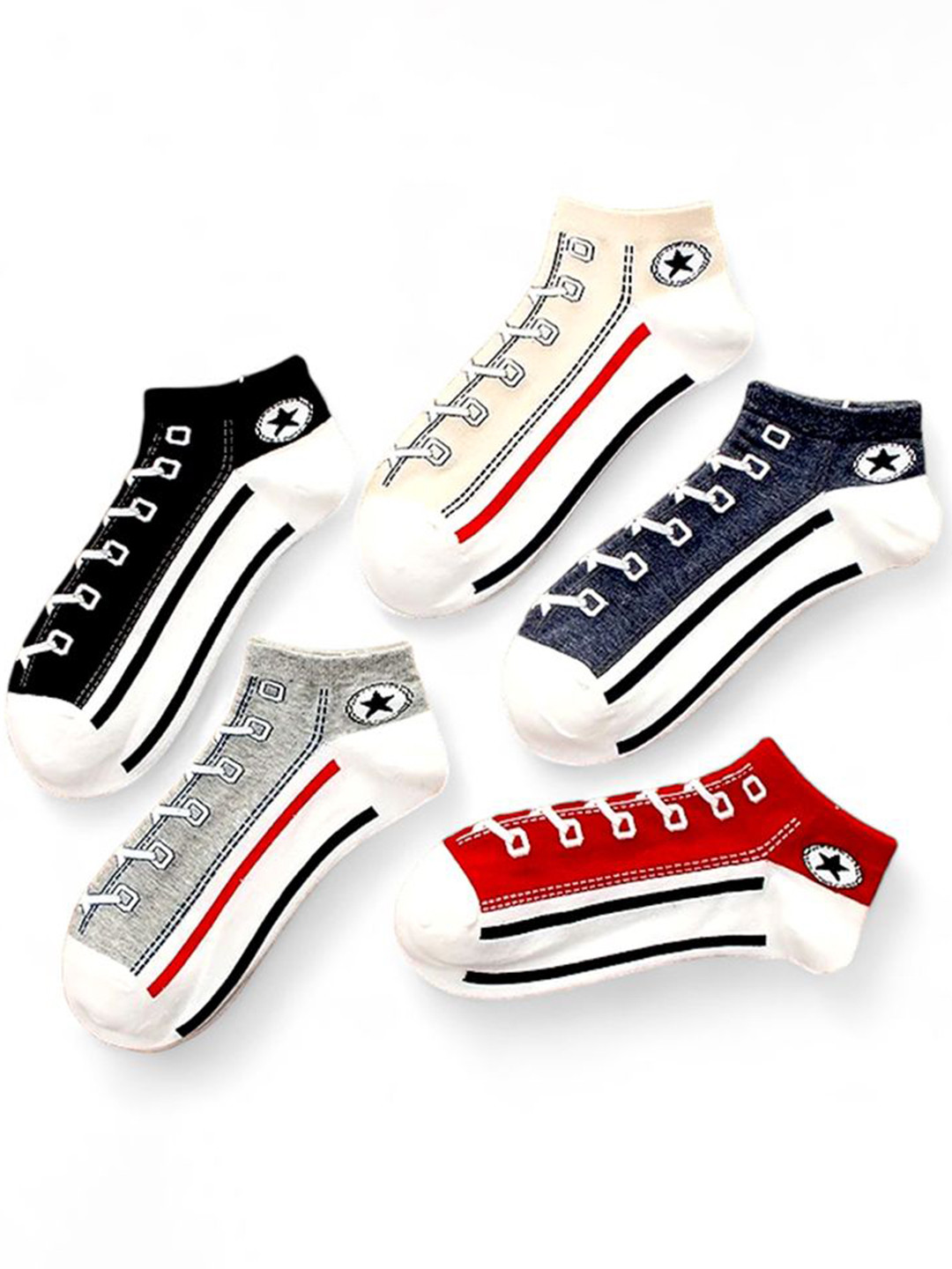 Sockscarving Men Pack Of 5 Cotton Ankle-Length Socks