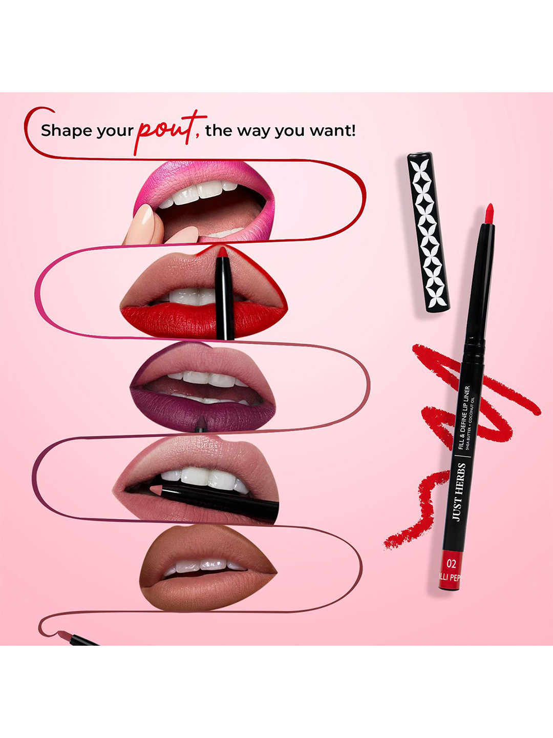 Just Herbs Fill & Defined Lip Liner With Shea Butter - 0.3g - Wine & Dine 02