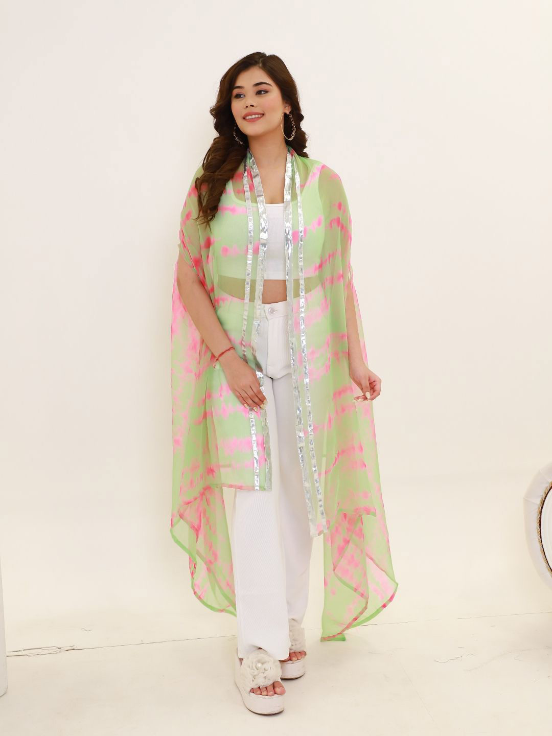 Swadeshi Shringaar Batik Printed Longline Cape Shrug