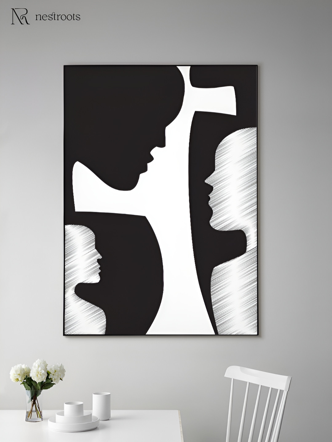 nestroots Black Canvas Wall Living Room Rectangle Paintings Wall Art -19.69 x 15.7In