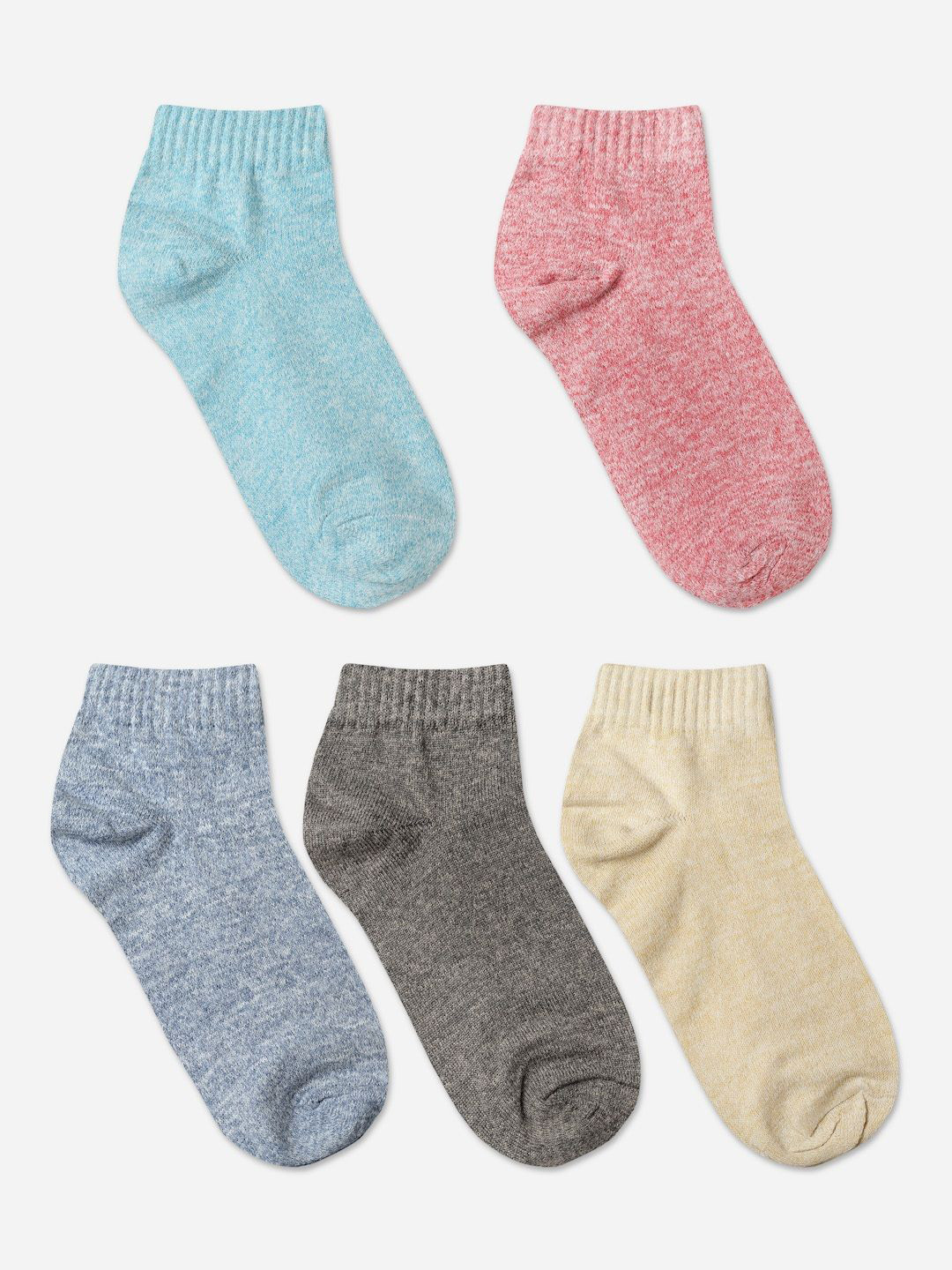 Texlon Kids-Unisex Pack Of 5 Ankle-Length Socks