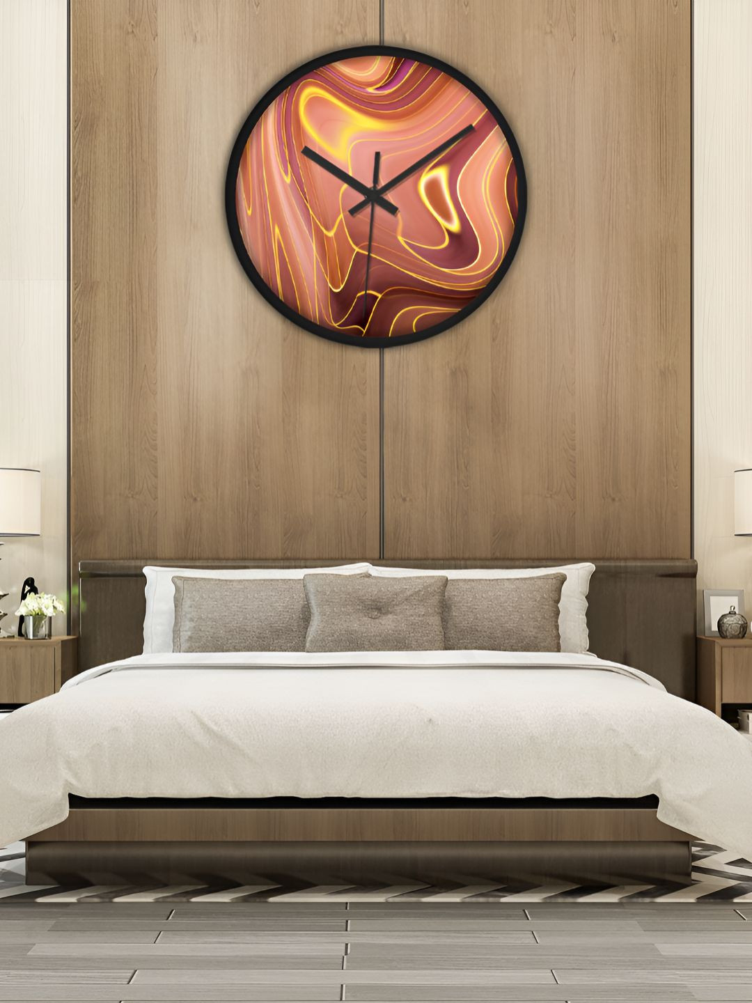 OLIVE TREE Black & Red Printed Analogue Contemporary Wall Clock
