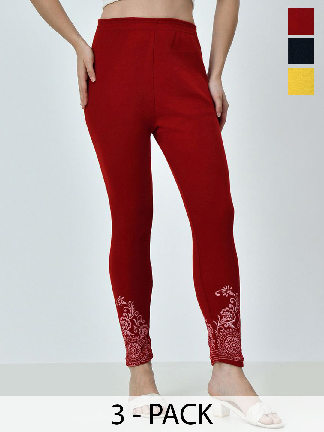 BAESD Pack Of 3 Bottom Printed  Ankle-Length Leggings