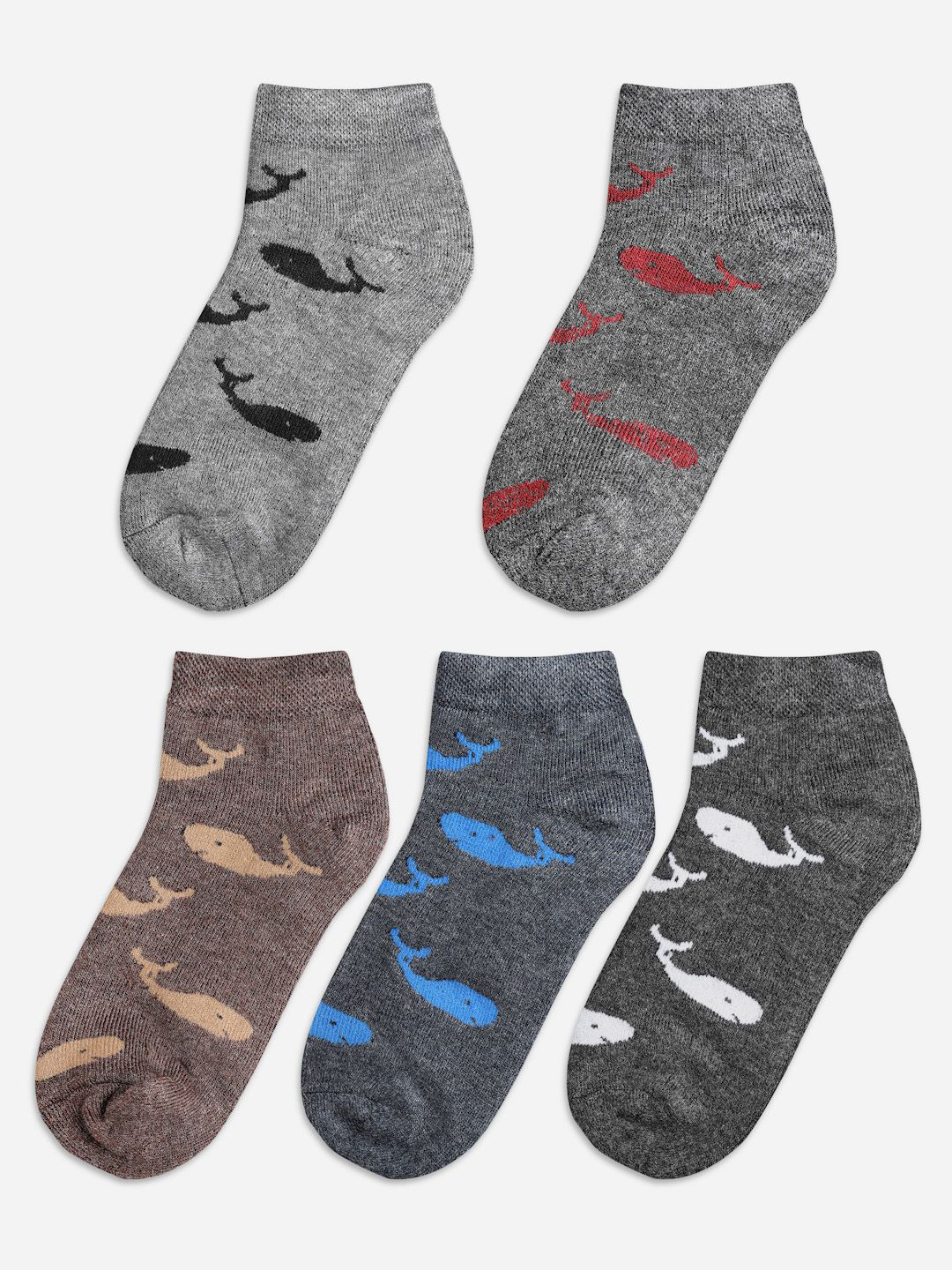 Texlon Infants Pack Of 5 Printed Cotton Ankle Length Socks