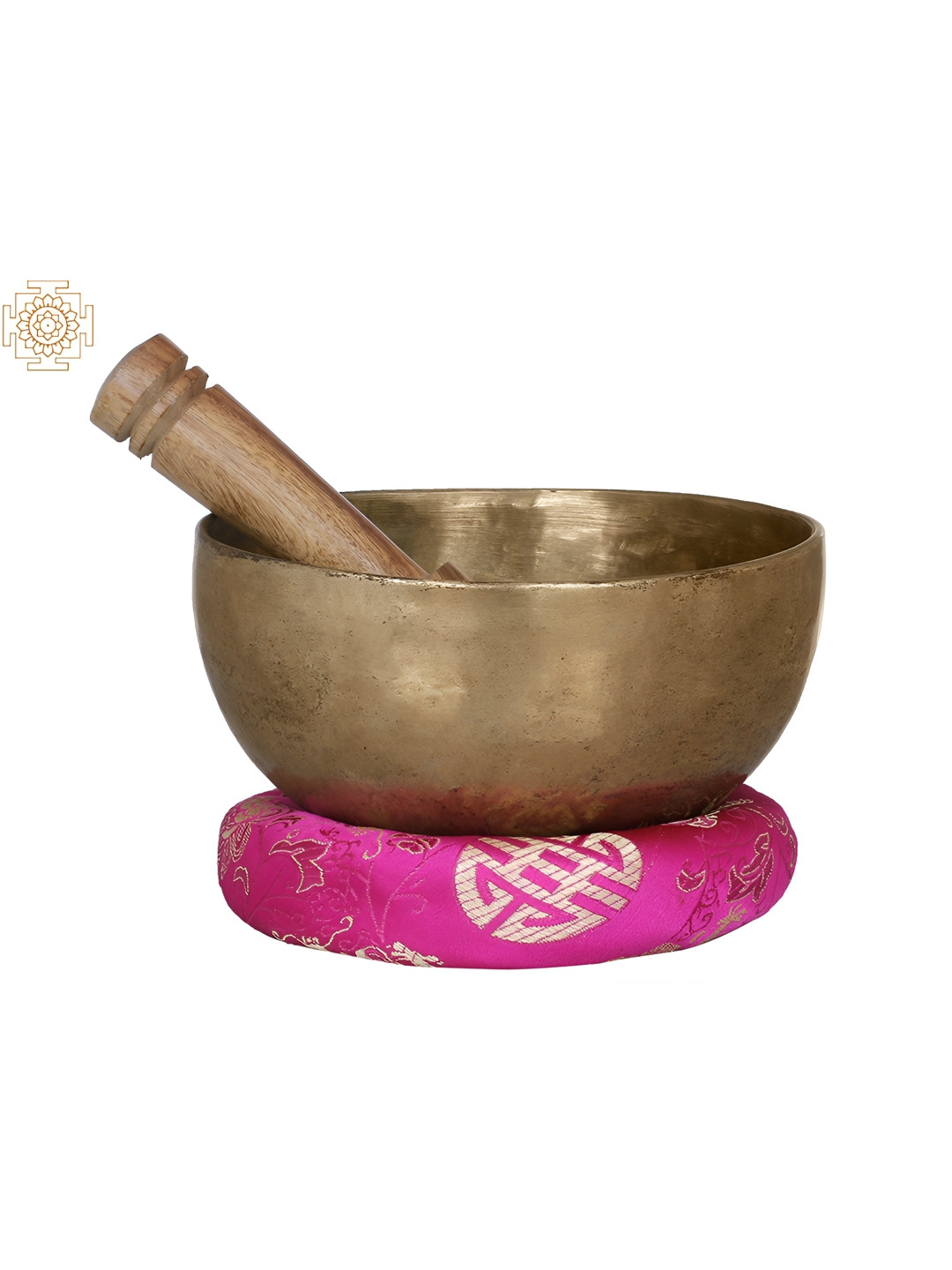 Exotic India Tibetan Buddhist Gold Brass Metallic Kitchen Set of 3 Small Showpieces - 2.5 Inches