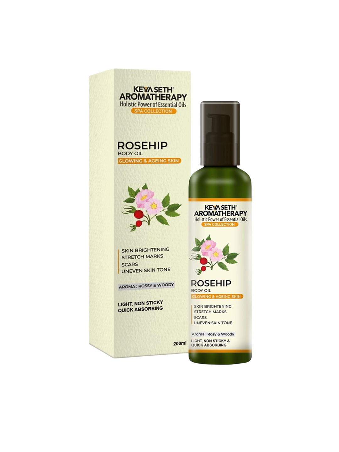 KEYA SETH AROMATHERAPY  Aromatherapy Rosehip Body Oil for Glowing Ageing Skin - 200ml