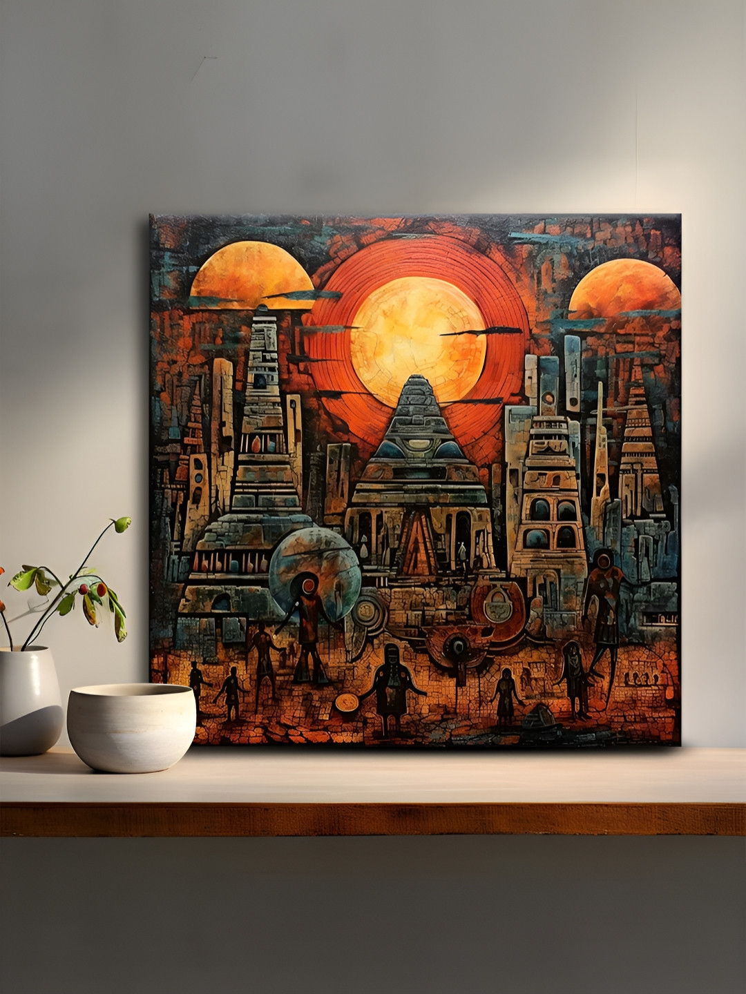 OLIVE TREE Orange Canvas Wall Living Room Square Potrait Paintings Wall Art -60.90 x 23In