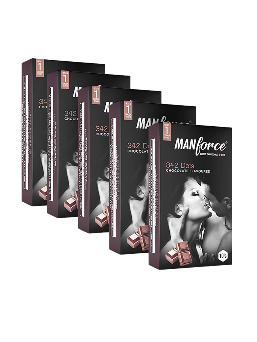 Manforce Set Of 5 Xotic Chocolate Flavoured Condoms-10Pcs Each