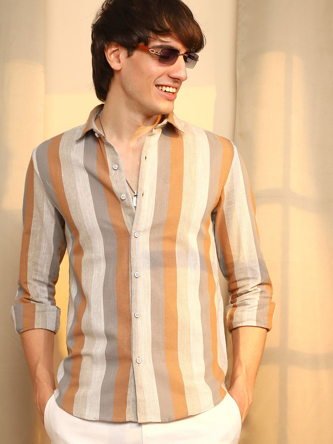 CAHOOT Men Comfort Opaque Striped Casual Shirt