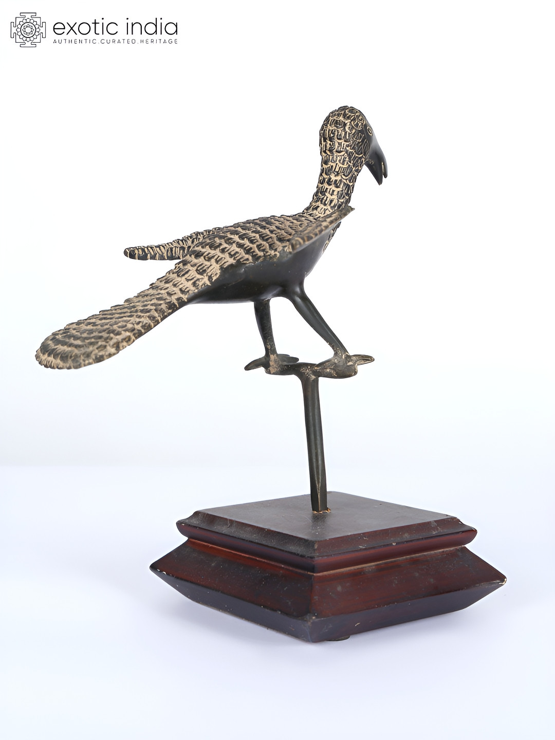 Exotic India Bird Gold Brass Metallic Living Room Small Showpiece - 4 Inches