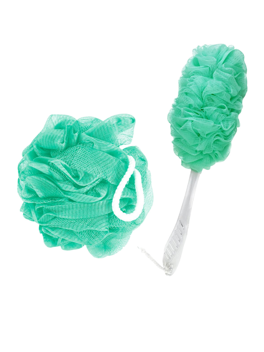 CareDone Set of 2 Soft Round Loofah and Long Loofah With Handle