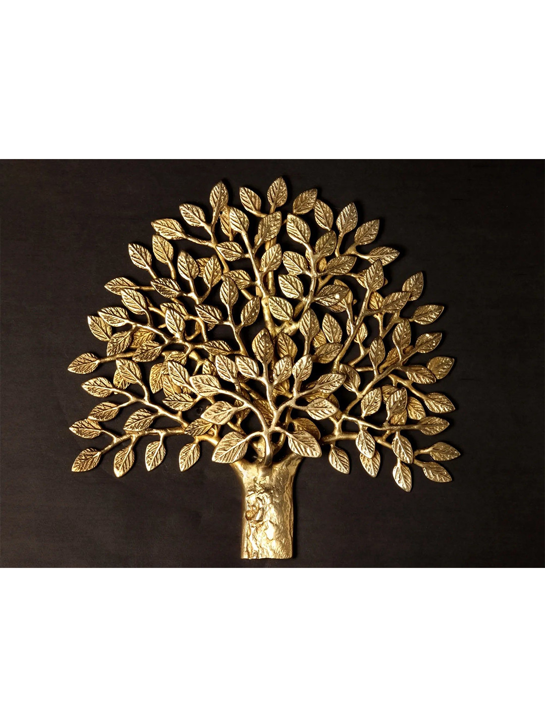 Exotic India Tree Of Life Brass Floral Glossy Hanging Hall Wall Hangings-12In