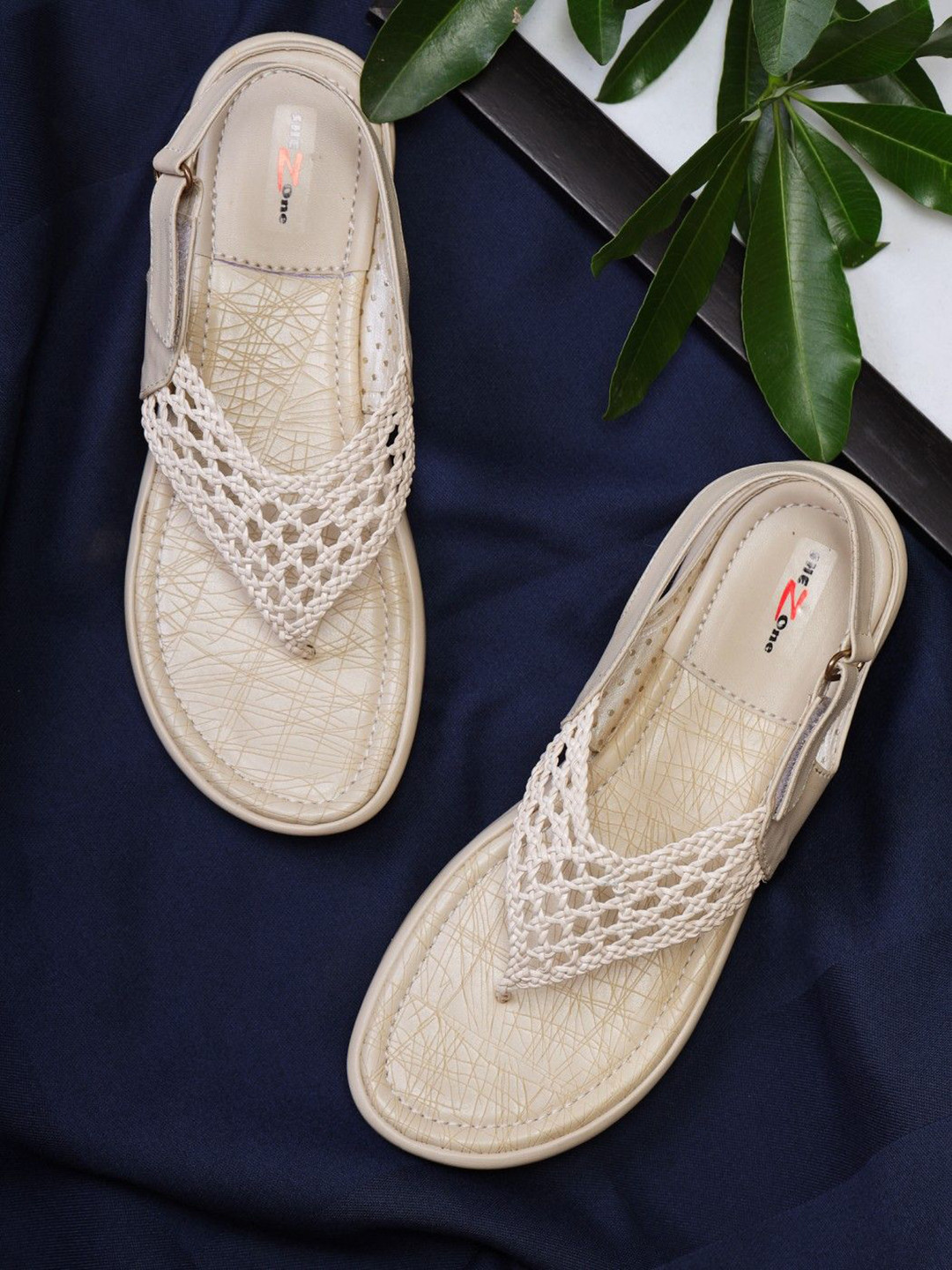 Shezone Women T-Strap Flats With Laser Cuts