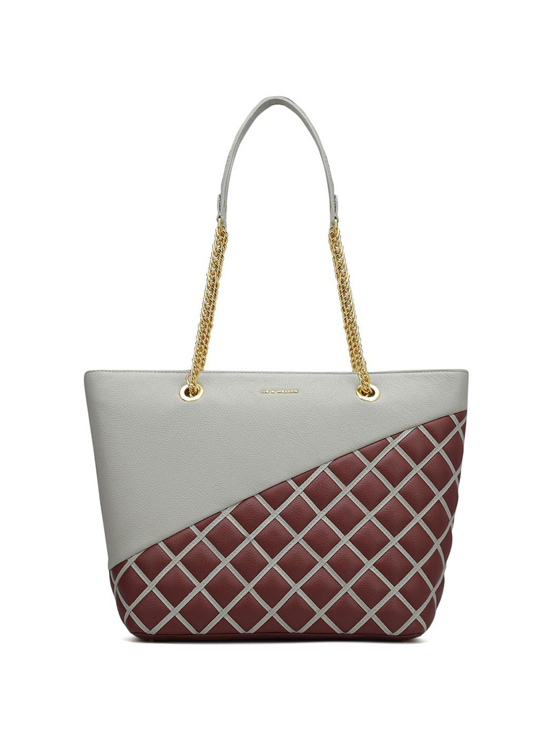 Joe & Mellon Colourblocked Leather Structured Shoulder Bag with Quilted