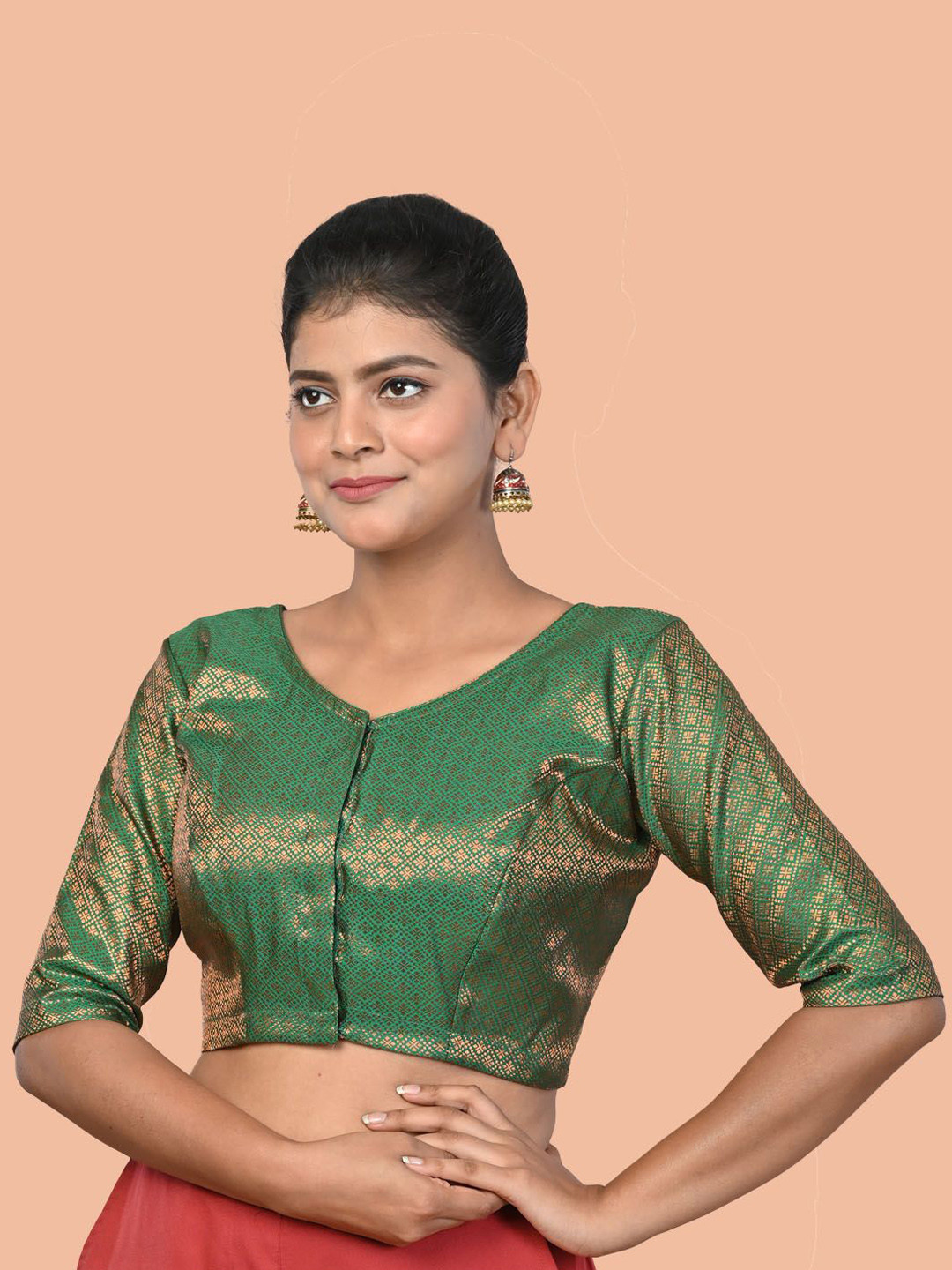 tantkatha Woven Design front closure Saree Blouse