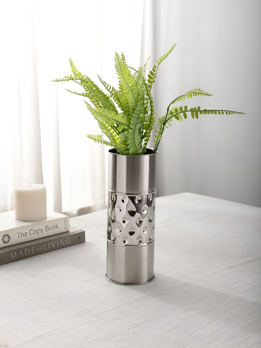 Maison Modern Silver Toned Circles Harmony Flower Vase