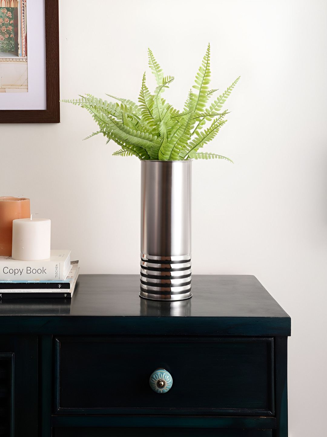 Maison Modern Silver Toned Symmetry Line Flower Vase