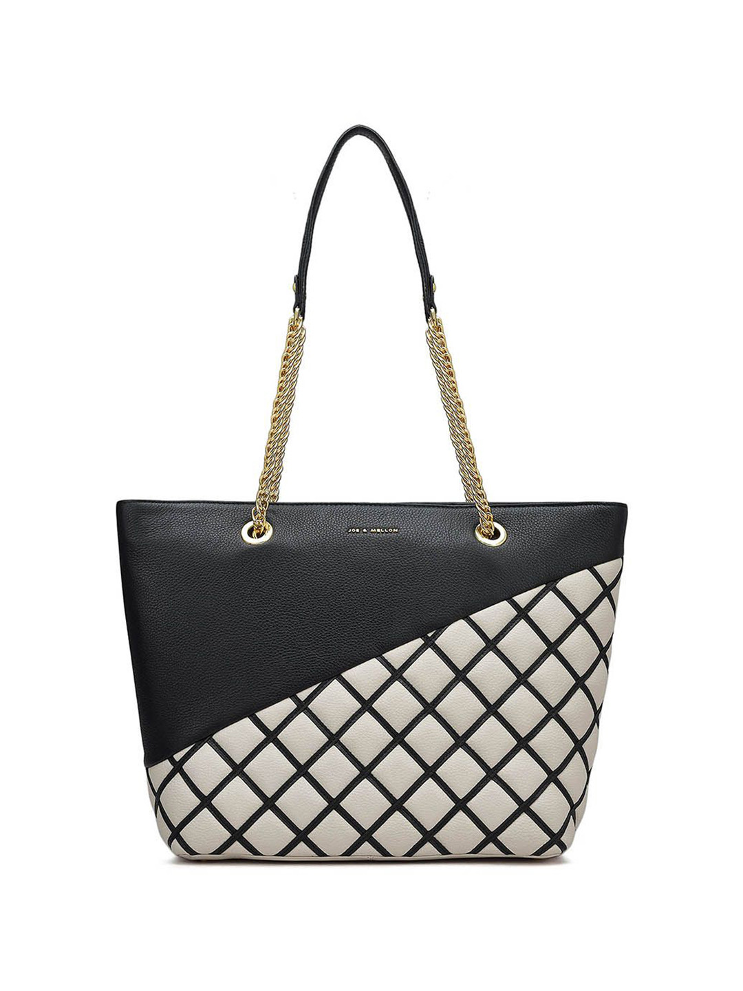 Joe & Mellon Colourblocked Leather Structured Shoulder Bag with Quilted